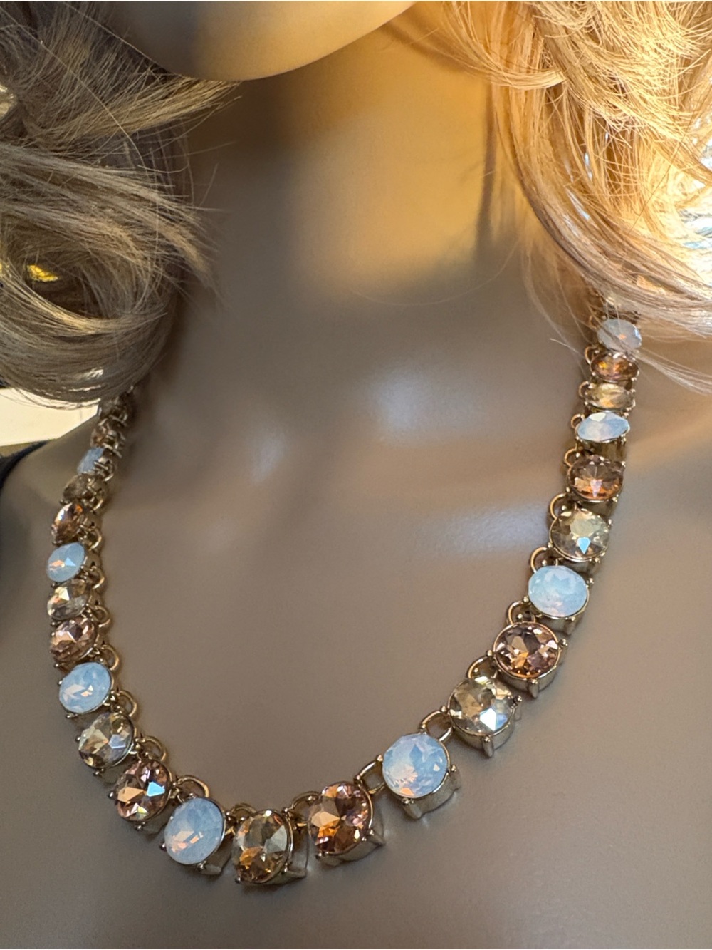 Kirks Folly Gold-Tone Necklace with Opalescent White & Champagne Stones